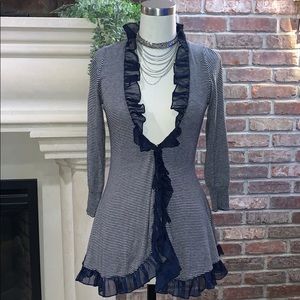 Anthropologie Guinevere Navy Striped Cardigan